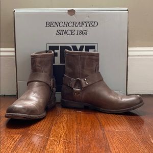 Frye Short Phillip Harness Ankle Boots - Grey